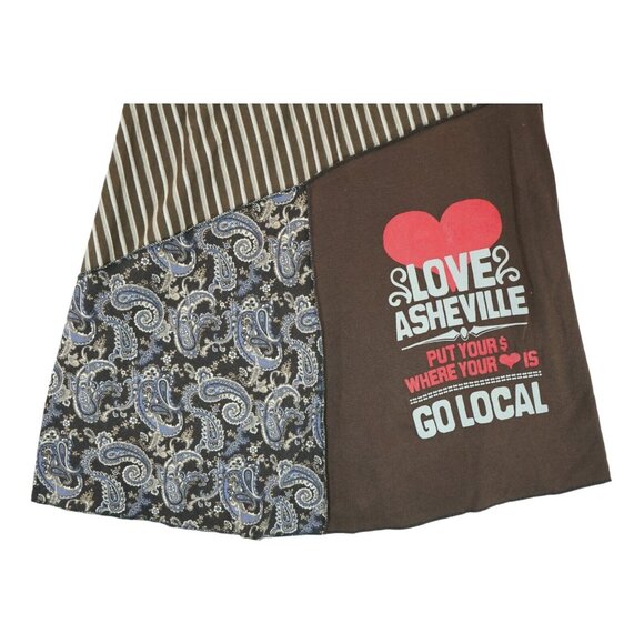 Xip Remix Patch Skirt‎ Women's Midi Pull On Waist 26" Paisley/Striped Pattern - Picture 3 of 4